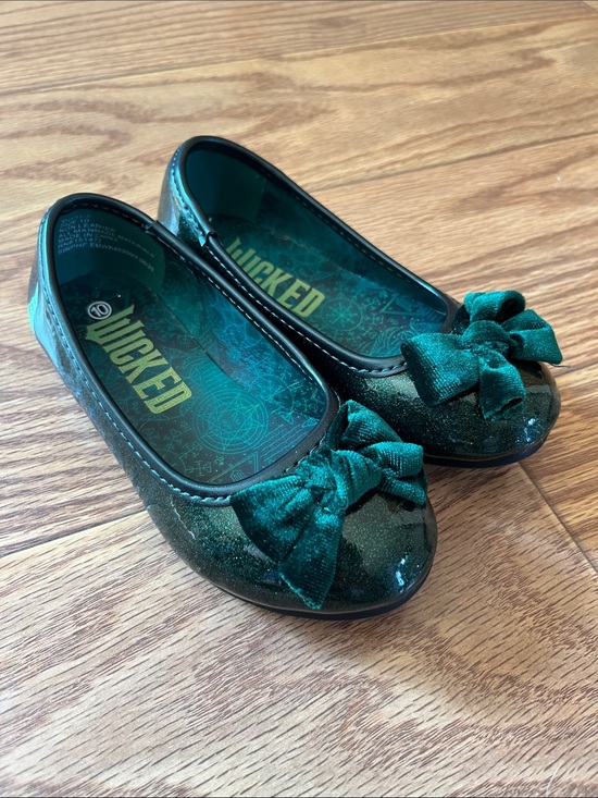 Ground Up Other - Wicked Glitter Green Flats with Velvet Bow